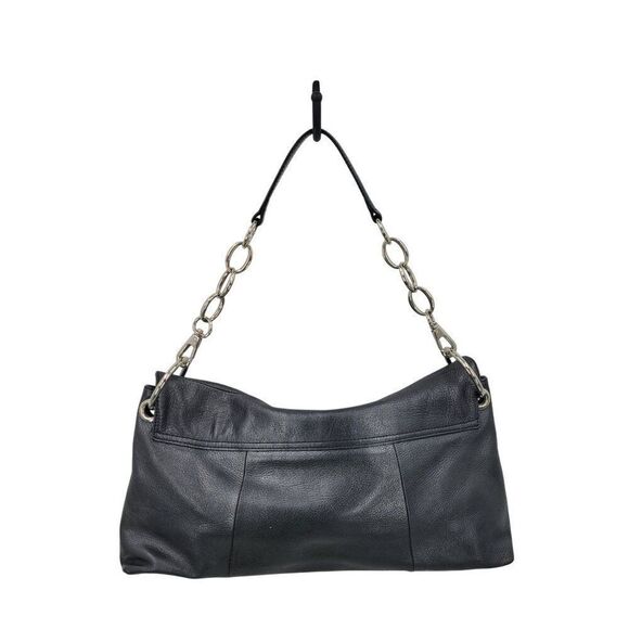 Kate Landry Metallic Gun Metal Leather Shoulder Bag Chain Strap Baguette Baddie - Picture 2 of 12